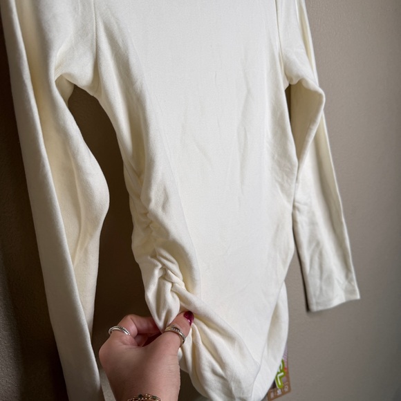 OGL Thermal Ruched Mockneck Long Sleeve Top Off White Size M - Picture 2 of 9